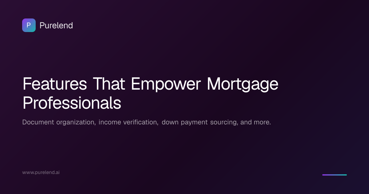 Features - Document Verification, Income & Down Payment Analysis | Purelend